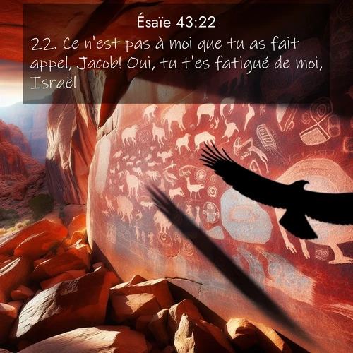 citation biblique : 22. Ce n&#039;est pas à moi que tu as fait appel, Jacob! Oui, tu t&#039;es fatigué de moi, Israël!
 sur fond image nature