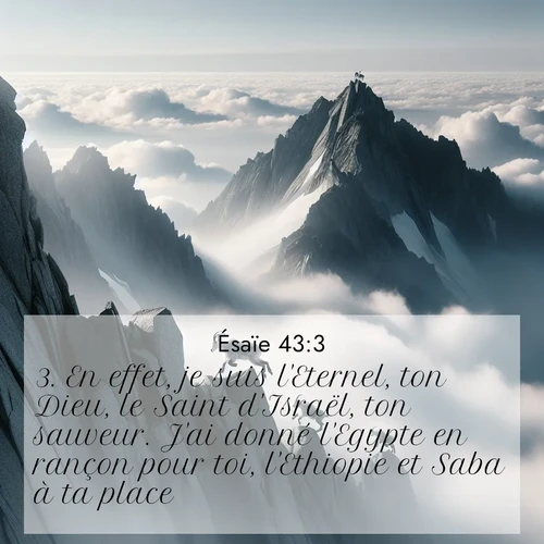 citation biblique : 3. En effet, je suis l&#039;Eternel, ton Dieu, le Saint d&#039;Israël, ton sauveur. J&#039;ai donné l&#039;Egypte en rançon pour toi, l&#039;Ethiopie et Saba à ta place.
 sur fond image nature