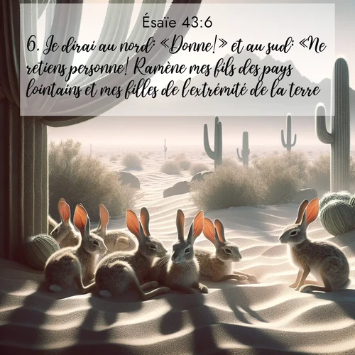 citation biblique : 6. Je dirai au nord: «Donne!» et au sud: «Ne retiens personne! Ramène mes fils des pays lointains et mes filles de l&#039;extrémité de la terre,
 sur fond image nature