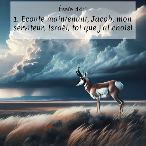citation biblique : 1. Ecoute maintenant, Jacob, mon serviteur, Israël, toi que j&#039;ai choisi!
 sur fond image nature