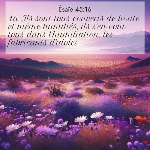 Segond21 Ésaïe  ; image nature: image avec le verset biblique :Ils sont tous couverts de honte et même humiliés, ils s&#039;en vont tous dans l&#039;humiliation, les fabricants d&#039;idoles. ;  ; 45:16