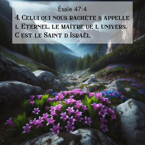 Segond21 Ésaïe  ; image nature: image avec le verset biblique :Celui qui nous rachète s&#039;appelle l&#039;Eternel, le maître de l&#039;univers. C&#039;est le Saint d&#039;Israël. ;  ; 47:4