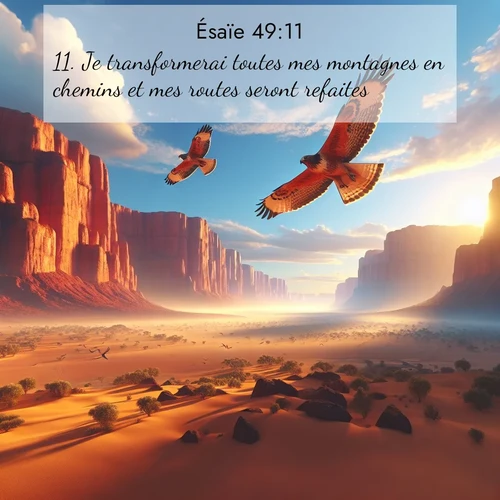 Segond21 Ésaïe  ; image nature: image avec le verset biblique :Je transformerai toutes mes montagnes en chemins et mes routes seront refaites. ;  ; 49:11