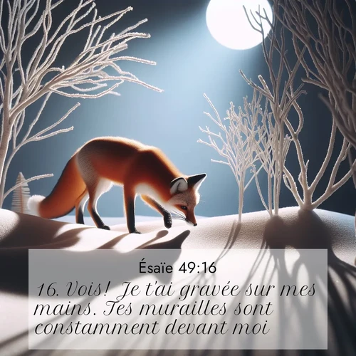 Segond21 Ésaïe  ; image nature: image avec le verset biblique :Vois! Je t&#039;ai gravée sur mes mains. Tes murailles sont constamment devant moi. ;  ; 49:16