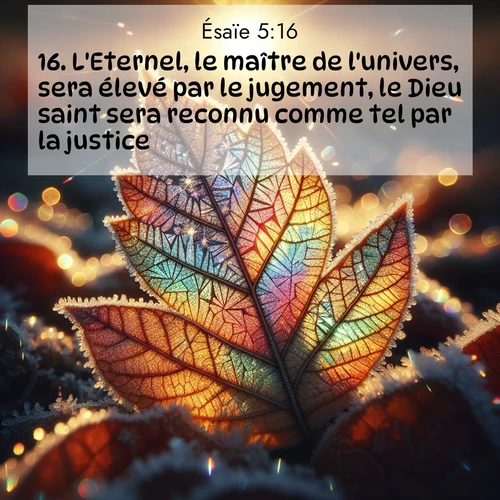 Segond21 Ésaïe  ; image nature: image avec le verset biblique :L&#039;Eternel, le maître de l&#039;univers, sera élevé par le jugement, le Dieu saint sera reconnu comme tel par la justice. ;  ; 5:16