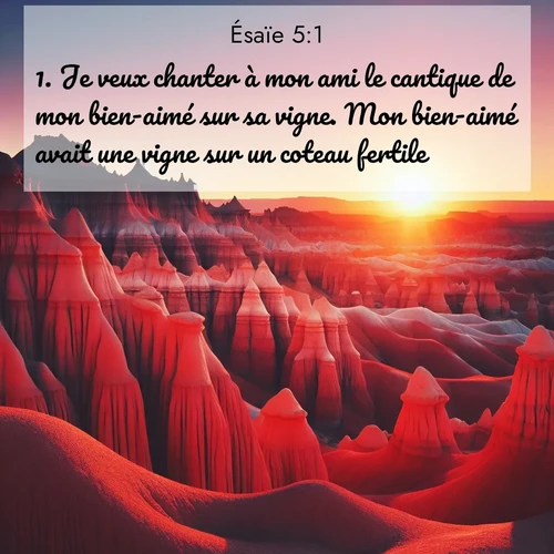 citation biblique : 1. Je veux chanter à mon ami le cantique de mon bien-aimé sur sa vigne. Mon bien-aimé avait une vigne sur un coteau fertile.
 sur fond image nature