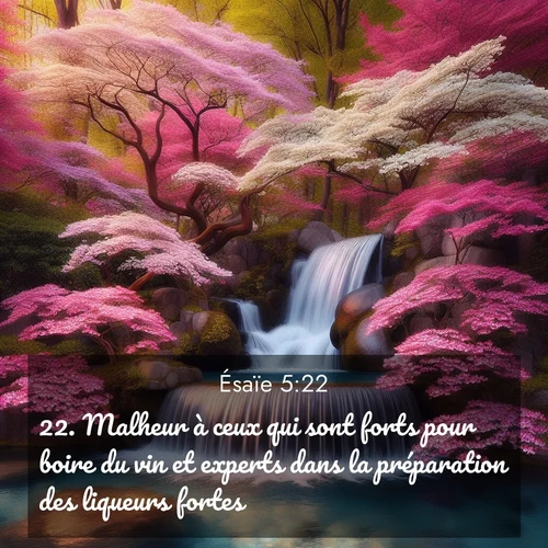 Segond21 Ésaïe  ; image nature: image avec le verset biblique :Malheur à ceux qui sont forts pour boire du vin et experts dans la préparation des liqueurs fortes, ;  ; 5:22