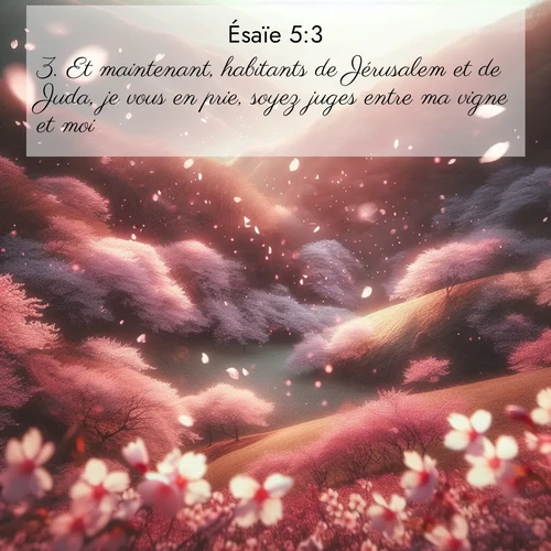 Segond21 Ésaïe  ; image nature: image avec le verset biblique :Et maintenant, habitants de Jérusalem et de Juda, je vous en prie, soyez juges entre ma vigne et moi! ;  ; 5:3