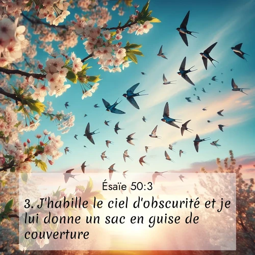 Segond21 Ésaïe  ; image nature: image avec le verset biblique :J&#039;habille le ciel d&#039;obscurité et je lui donne un sac en guise de couverture. ;  ; 50:3