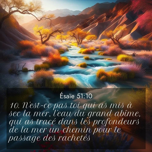 Segond21 Ésaïe  ; image nature: image avec le verset biblique :N&#039;est-ce pas toi qui as mis à sec la mer, l&#039;eau du grand abîme, qui as tracé dans les profondeurs de la mer un chemin pour le passage des rachetés? ;  ; 51:10