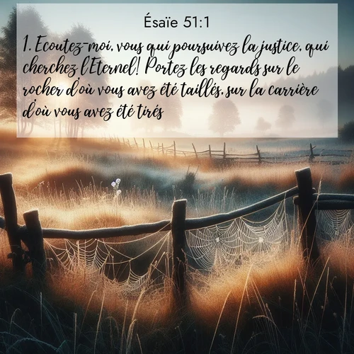 citation biblique : 1. Ecoutez-moi, vous qui poursuivez la justice, qui cherchez l&#039;Eternel! Portez les regards sur le rocher d&#039;où vous avez été taillés, sur la carrière d&#039;où vous avez été tirés.
 sur fond image nature