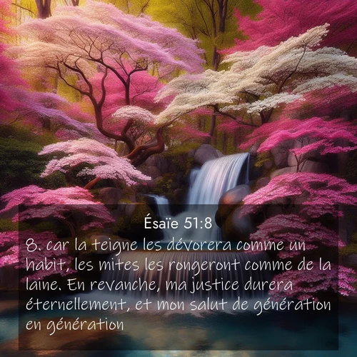 Segond21 Ésaïe  ; image nature: image avec le verset biblique :car la teigne les dévorera comme un habit, les mites les rongeront comme de la laine. En revanche, ma justice durera éternellement, et mon salut de génération en génération. ;  ; 51:8