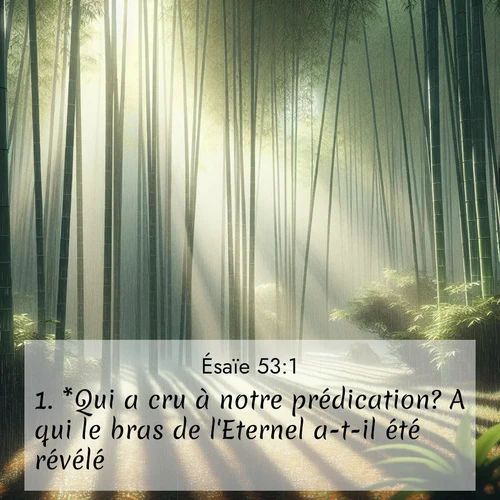 citation biblique : 1. *Qui a cru à notre prédication? A qui le bras de l&#039;Eternel a-t-il été révélé?
 sur fond image nature