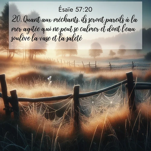 citation biblique : 20. Quant aux méchants, ils seront pareils à la mer agitée qui ne peut se calmer et dont l&#039;eau soulève la vase et la saleté:
 sur fond image nature