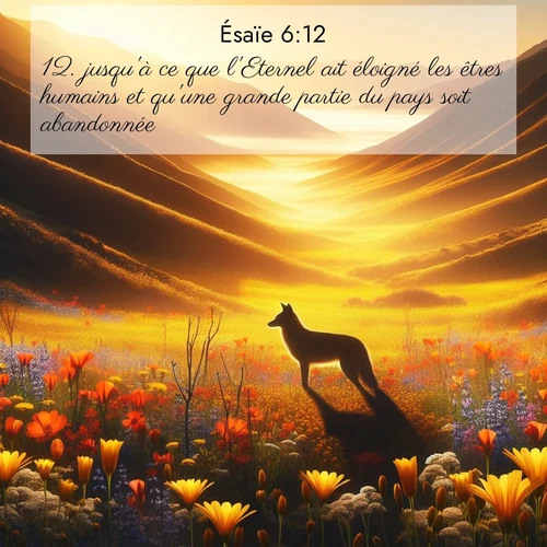 Segond21 Ésaïe  ; image nature: image avec le verset biblique :jusqu&#039;à ce que l&#039;Eternel ait éloigné les êtres humains et qu&#039;une grande partie du pays soit abandonnée. ;  ; 6:12