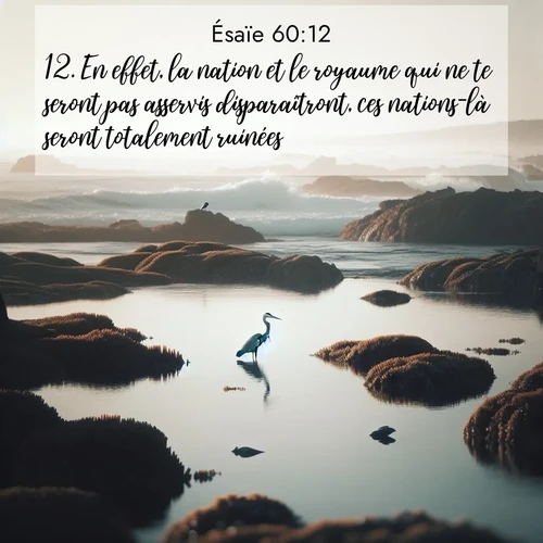 Segond21 Ésaïe  ; image nature: image avec le verset biblique :En effet, la nation et le royaume qui ne te seront pas asservis disparaîtront, ces nations-là seront </p><p>Lire le verset dans son contexte : <br><a href=