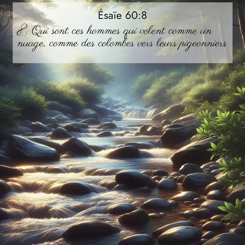 Segond21 Ésaïe  ; image nature: image avec le verset biblique :Qui sont ces hommes qui volent comme un nuage, comme des colombes vers leurs pigeonniers? ;  ; 60:8
