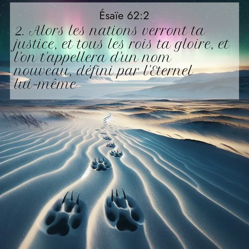 Segond21 Ésaïe  ; image nature: image avec le verset biblique :Alors les nations verront ta justice, et tous les rois ta gloire, et l&#039;on t&#039;appellera d&#039;un nom nouveau, défini par l&#039;Eternel lui-même. ;  ; 62:2