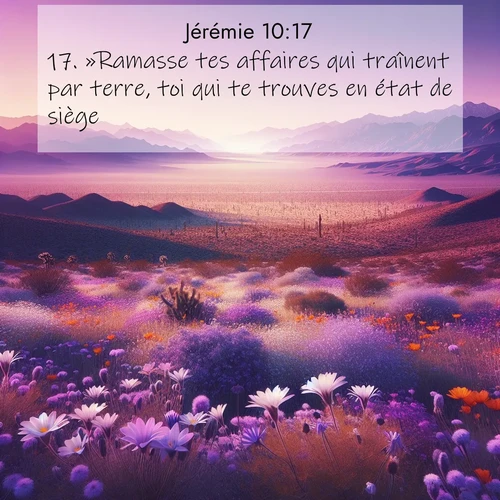 Segond21 Jérémie  ; image nature: image avec le verset biblique :»Ramasse tes affaires qui traînent par terre, toi qui te trouves en état de siège, ;  ; 10:17