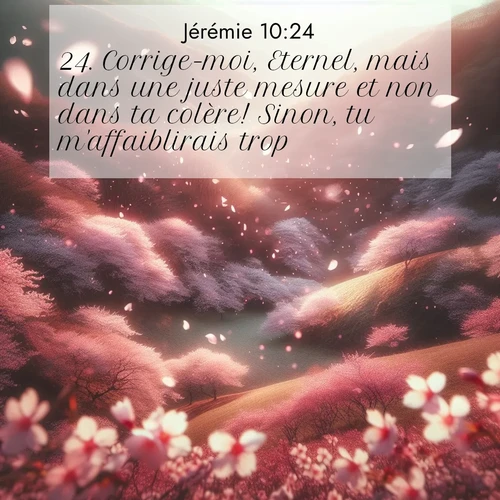 citation biblique : 24. Corrige-moi, Eternel, mais dans une juste mesure et non dans ta colère! Sinon, tu m&#039;affaiblirais trop.
 sur fond image nature