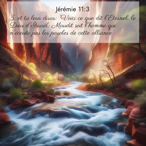 citation biblique : 3. et tu leur diras: &#039;Voici ce que dit l&#039;Eternel, le Dieu d&#039;Israël: Maudit soit l&#039;homme qui n&#039;écoute pas les paroles de cette alliance,
 sur fond image nature