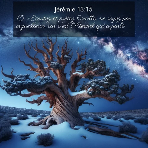 Segond21 Jérémie  ; image nature: image avec le verset biblique :»Ecoutez et prêtez l&#039;oreille, ne soyez pas orgueilleux, car c&#039;est l&#039;Eternel qui a parlé. ;  ; 13:15