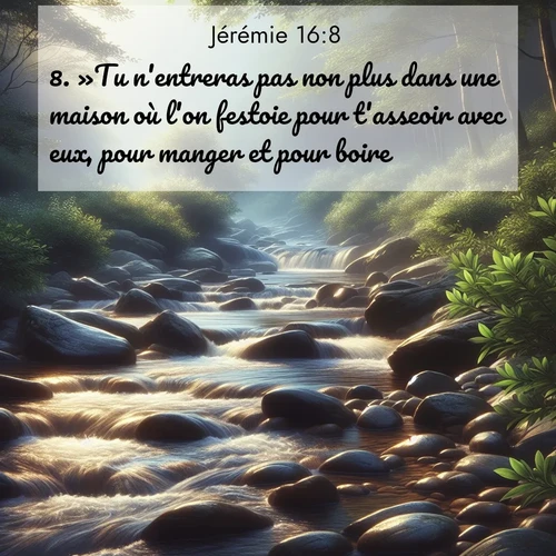 Segond21 Jérémie  ; image nature: image avec le verset biblique :»Tu n&#039;entreras pas non plus dans une maison où l&#039;on festoie pour t&#039;asseoir avec eux, pour manger et pour boire, ;  ; 16:8