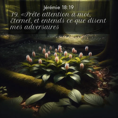citation biblique : 19. «Prête attention à moi, Eternel, et entends ce que disent mes adversaires!
 sur fond image nature