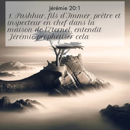 citation biblique : 1. Pashhur, fils d&#039;Immer, prêtre et inspecteur en chef dans la maison de l&#039;Eternel, entendit Jérémie prophétiser cela.
 sur fond image nature