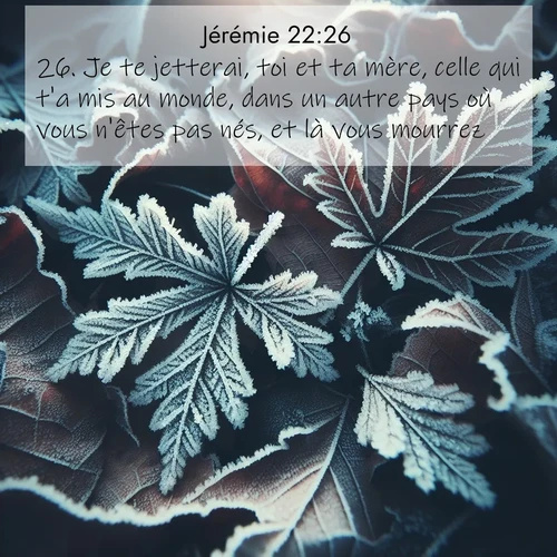Segond21 Jérémie  ; image nature: image avec le verset biblique :Je te jetterai, toi et ta mère, celle qui t&#039;a mis au monde, dans un autre pays où vous n&#039;êtes pas nés, et là vous mourrez. ;  ; 22:26