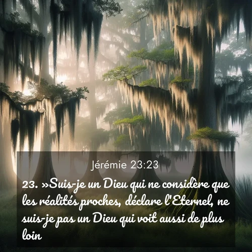 citation biblique : 23. »Suis-je un Dieu qui ne considère que les réalités proches, déclare l&#039;Eternel, ne suis-je pas un Dieu qui voit aussi de plus loin?
 sur fond image nature