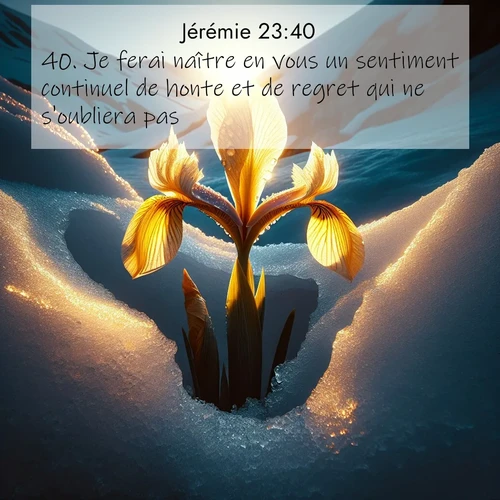 citation biblique : 40. Je ferai naître en vous un sentiment continuel de honte et de regret qui ne s&#039;oubliera pas.»
 sur fond image nature