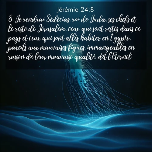 citation biblique : 8. Je rendrai Sédécias, roi de Juda, ses chefs et le reste de Jérusalem, ceux qui sont restés dans ce pays et ceux qui sont allés habiter en Egypte, pareils aux mauvaises figues, immangeables en raison de leur mauvaise qualité, dit l&#039;Eternel.
 sur fond image nature