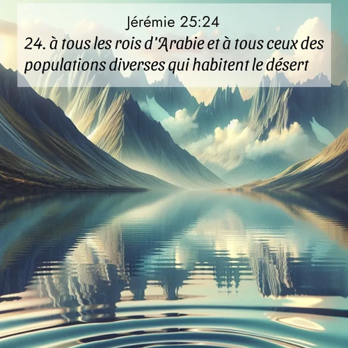 citation biblique : 24. à tous les rois d&#039;Arabie et à tous ceux des populations diverses qui habitent le désert;
 sur fond image nature