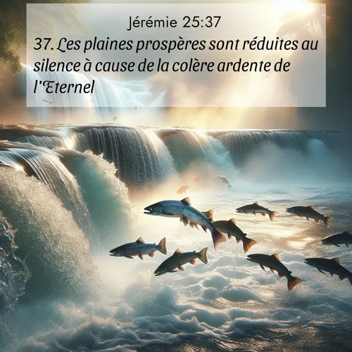 citation biblique : 37. Les plaines prospères sont réduites au silence à cause de la colère ardente de l&#039;Eternel.
 sur fond image nature