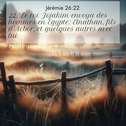 citation biblique : 22. Le roi Jojakim envoya des hommes en Egypte: Elnathan, fils d&#039;Acbor, et quelques autres avec lui.
 sur fond image nature