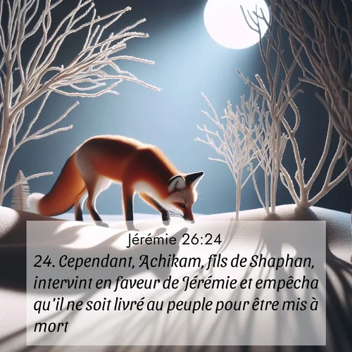 citation biblique : 24. Cependant, Achikam, fils de Shaphan, intervint en faveur de Jérémie et empêcha qu&#039;il ne soit livré au peuple pour être mis à mort.
 sur fond image nature
