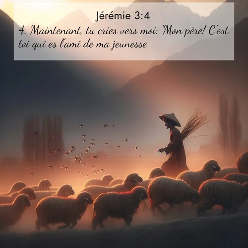 Segond21 Jérémie  ; image nature: image avec le verset biblique :Maintenant, tu cries vers moi: &#039;Mon père! C&#039;est toi qui es l&#039;ami de ma jeunesse! ;  ; 3:4