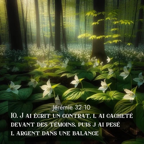 Segond21 Jérémie  ; image nature: image avec le verset biblique :J&#039;ai écrit un contrat, l&#039;ai cacheté devant des témoins, puis j&#039;ai pesé l&#039;argent dans une balance. ;  ; 32:10