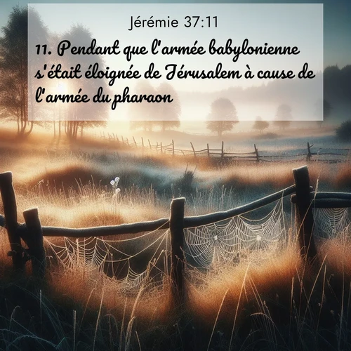 Segond21 Jérémie  ; image nature: image avec le verset biblique :Pendant que l&#039;armée babylonienne s&#039;était éloignée de Jérusalem à cause de l&#039;armée du pharaon, ;  ; 37:11