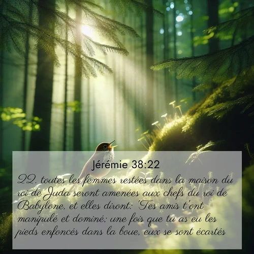 citation biblique : 22. toutes les femmes restées dans la maison du roi de Juda seront amenées aux chefs du roi de Babylone, et elles diront: &#039;Tes amis t&#039;ont manipulé et dominé; une fois que tu as eu les pieds enfoncés dans la boue, eux se sont écartés!&#039;
 sur fond image nature