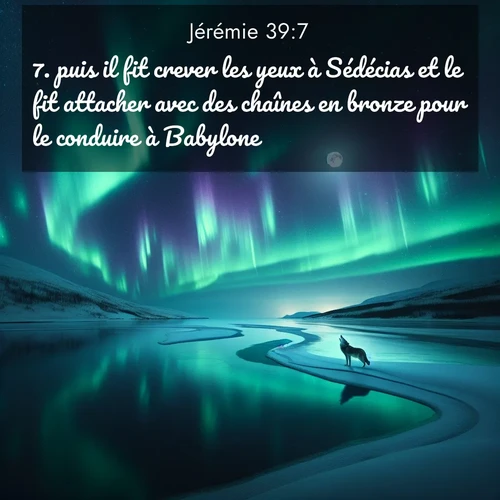 Segond21 Jérémie  ; image nature: image avec le verset biblique :puis il fit crever les yeux à Sédécias et le fit attacher avec des chaînes en bronze pour le conduire à Babylone. ;  ; 39:7