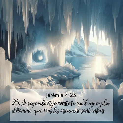 Segond21 Jérémie  ; image nature: image avec le verset biblique :Je regarde et je constate qu&#039;il n&#039;y a plus d&#039;homme, que tous les oiseaux se sont enfuis. ;  ; 4:25