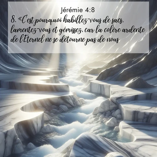 Segond21 Jérémie  ; image nature: image avec le verset biblique :«C&#039;est pourquoi habillez-vous de sacs, lamentez-vous et gémissez, car la colère ardente de l&#039;Eternel ne se détourne pas de nous.» ;  ; 4:8