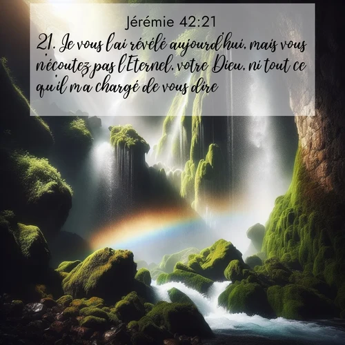 citation biblique : 21. Je vous l&#039;ai révélé aujourd&#039;hui, mais vous n&#039;écoutez pas l&#039;Eternel, votre Dieu, ni tout ce qu&#039;il m&#039;a chargé de vous dire.
 sur fond image nature