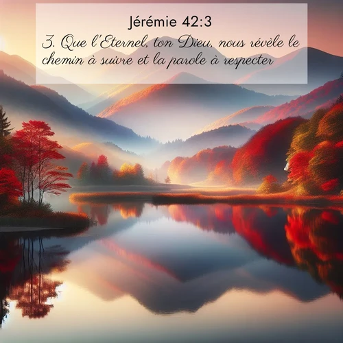 citation biblique : 3. Que l&#039;Eternel, ton Dieu, nous révèle le chemin à suivre et la parole à respecter!»
 sur fond image nature