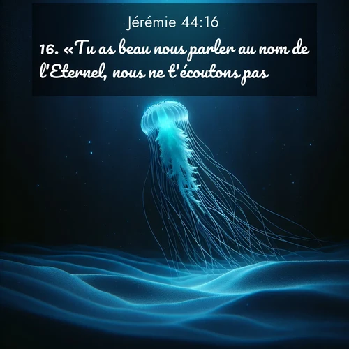 Segond21 Jérémie  ; image nature: image avec le verset biblique :«Tu as beau nous parler au nom de l&#039;Eternel, nous ne t&#039;écoutons pas. ;  ; 44:16