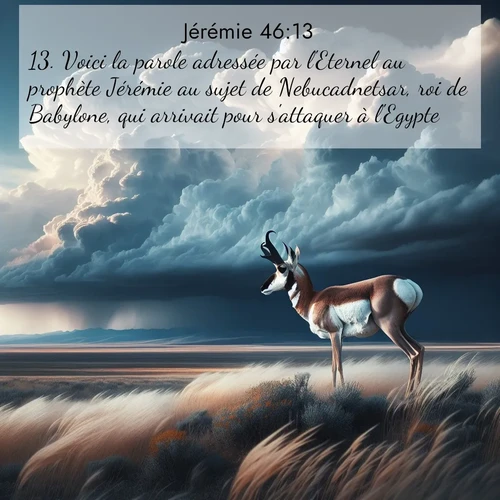 citation biblique : 13. Voici la parole adressée par l&#039;Eternel au prophète Jérémie au sujet de Nebucadnetsar, roi de Babylone, qui arrivait pour s&#039;attaquer à l&#039;Egypte.
 sur fond image nature