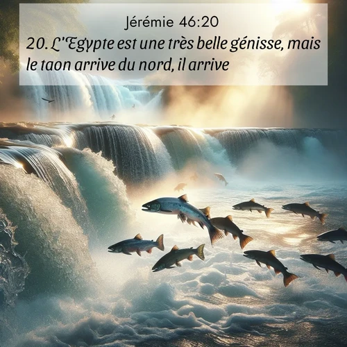 citation biblique : 20. L&#039;Egypte est une très belle génisse, mais le taon arrive du nord, il arrive.
 sur fond image nature