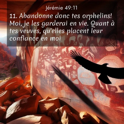 Segond21 Jérémie  ; image nature: image avec le verset biblique :Abandonne donc tes orphelins! Moi, je les garderai en vie. Quant à tes veuves, qu&#039;elles placent leur confiance en moi! ;  ; 49:11